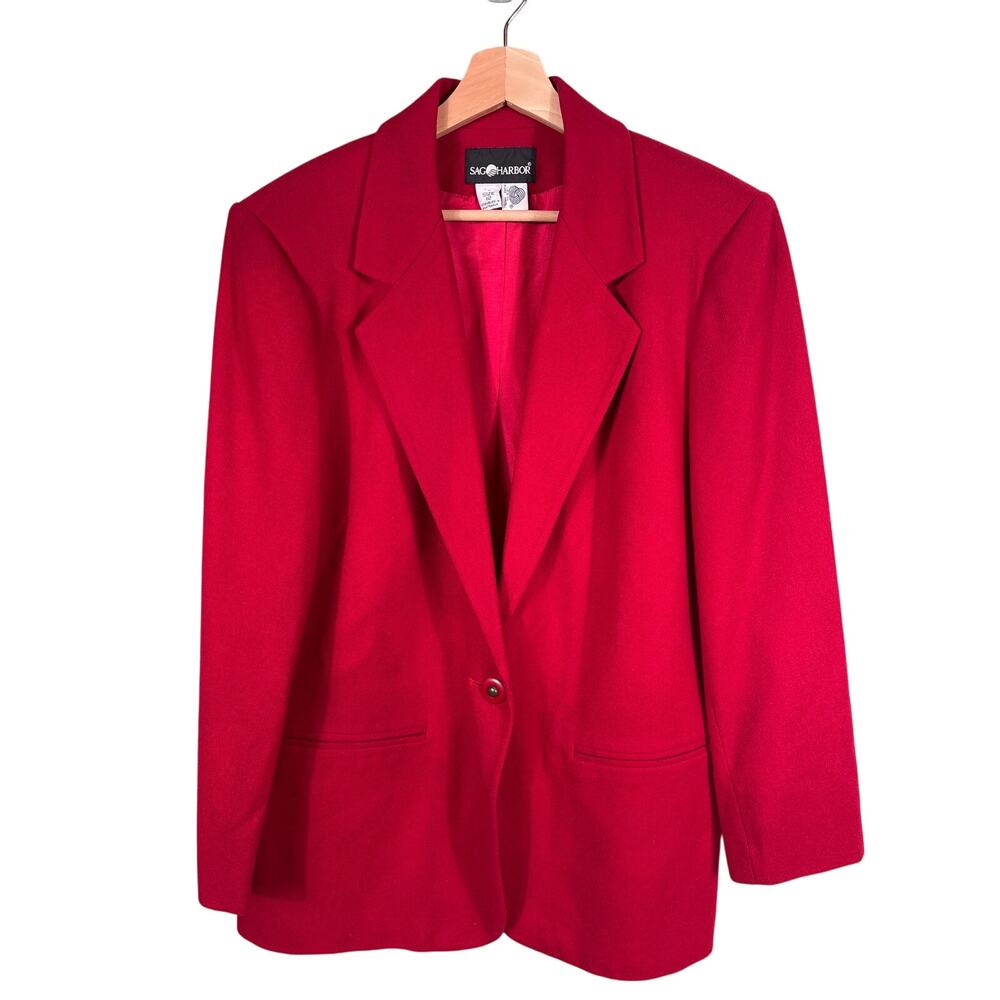 Sag Harbor Wool Blazer Jacket Women Size 12 Lined Office Career Corporate*